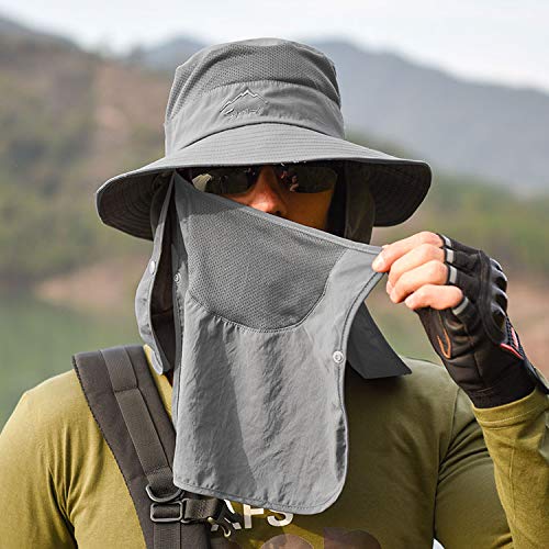 GUSTAVE Sun Hat for Outdoor Activities with Removable Neck Flap and Face Protector | 2 PCS