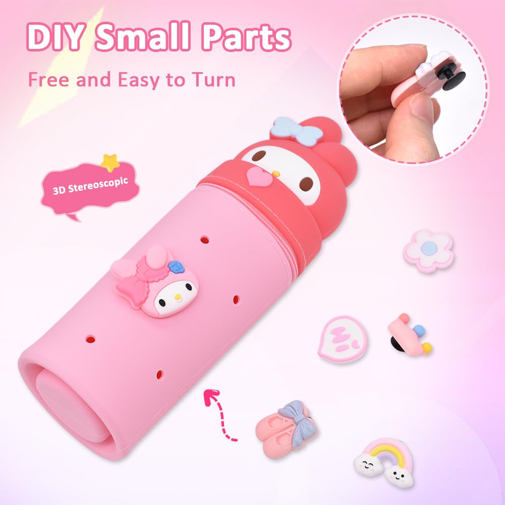 PATPAT Pencil Pouch for School Use with Multi Hole Design and Silicone Material | Cute Pink Gift for Girls
