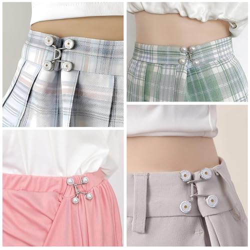 SANNIDHI® 4/8 Pairs Adjustable Waist Buckle for Pants Instant Jeans Button Pins Tightener Detachable Pin for Loose Skirts J 2 Pairs 3PCS