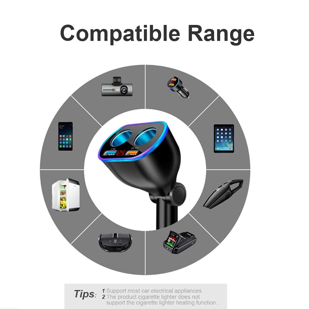 STHIRA® 120W Cigarette Lighter Splitter with QC3.0 2.4A USB Ports PD Charging Port Car Adapter LED Voltage Display Fast Charging for GPS Phone 12V/24V 3PCS