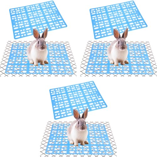 Qpets® 30PCS Rabbit Cage Mat Hollow for 9.8 by 13.5 Inches Small Pet Plastic with 8PCS Fixed Clip Dry Guinea Pig Hamster