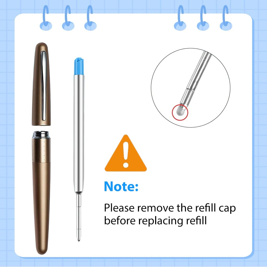Climberty Ball Pen Refills for Office and School Writing, 24 Pack 1.0mm Blue Ink | Metal Tube