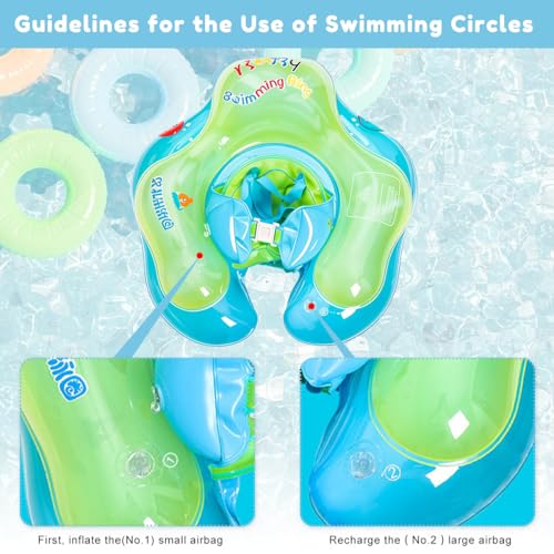 SNOWIE SOFT® Baby Floats for Swimming Pool Tube 12-36 Months Independent Double Layer PVC with Adjustable Safety Straps Outdoor Accessories 2 PCS