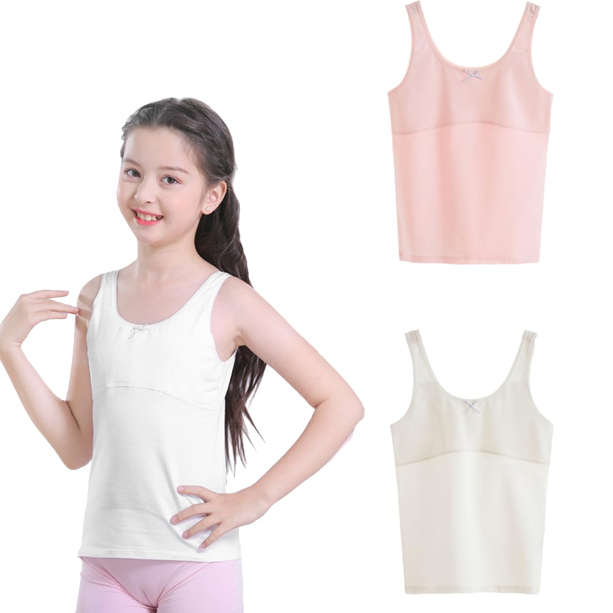 SNOWIE SOFT Camisole for Girls 2pcs Set with Soft Cotton Spandex Fabric | Comfortable Inner Wear