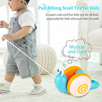 PATPAT® Snail Pull Along Toy Cartoon Pet Toy for Kids Musical and Light Toy for Kids Montessori Sensory Toys for Toddlers Birthday Gift for Toddlers 1-3 Encourage Walking, Develops Gross Motor Skills