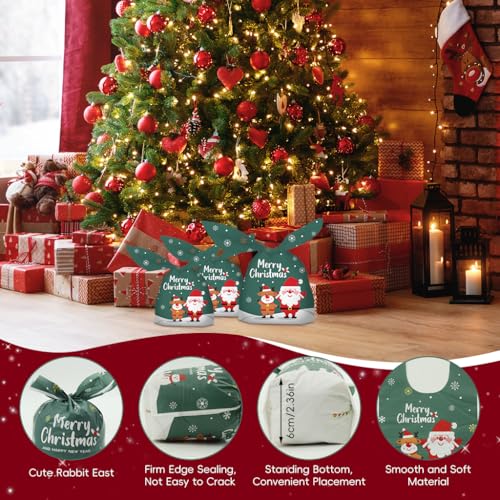 HASTHIP® 100PCS Cotton Christmas Gift Bags Small Medium Size Decorations Return For Kids Birthday Holiday Party Packing Xmas Favors Green