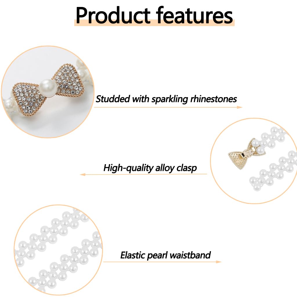 Zibuyu Women's Pearl & Crystal Belt for Dresses and Gowns with Adjustable Chain Closure | Elegant Waist Accessory for Weddings and Parties