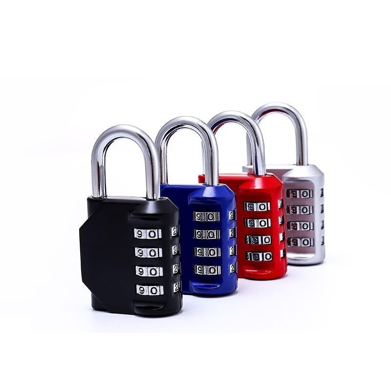 HASTHIP® 4-Piece Household Cabinet Password Lock Waterproof Anti-Theft Password Padlock (Black+Silver+Blue+red)