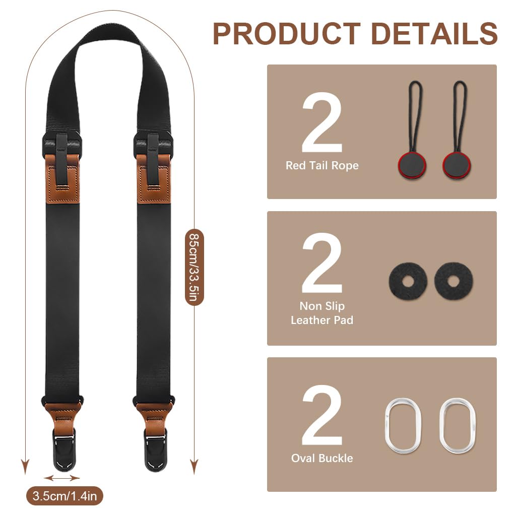 ZORBES Camera Strap for DSLR and Mirrorless Cameras featuring Quick Release System | Adjustable Nylon Shoulder Sling in Black