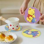 PATPAT® 5Pcs DIY Diamond Painting Kit Tea Coaster Set, Winnie the Pooh Cartoon Diamond Painting Coaster Set with Tools, Diamond Painting Coaster Diamond Painting Kit for Adults Kids Christmas Gifts