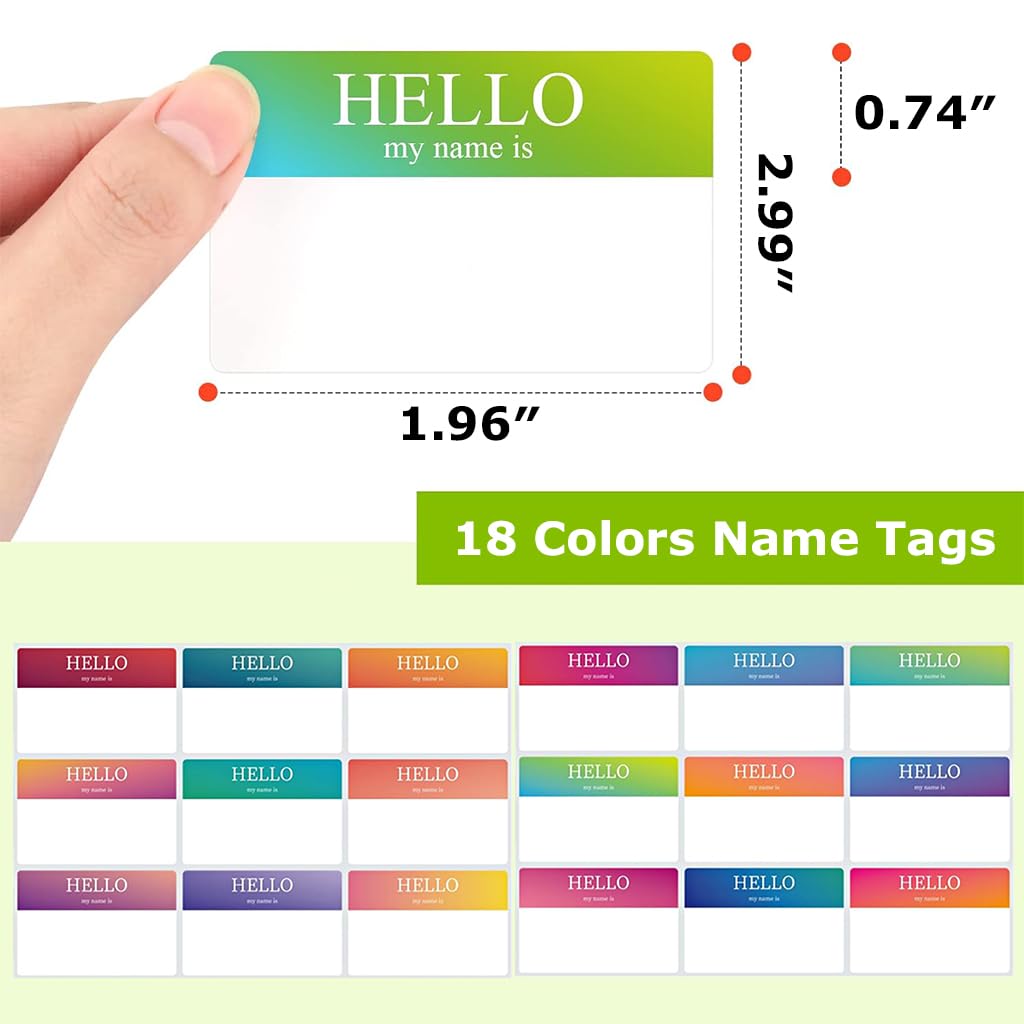 HASTHIP Name Label Stickers for Parties and Office with 180 pcs 3x2 in Smudge‑Free Paper | Rainbow Colors