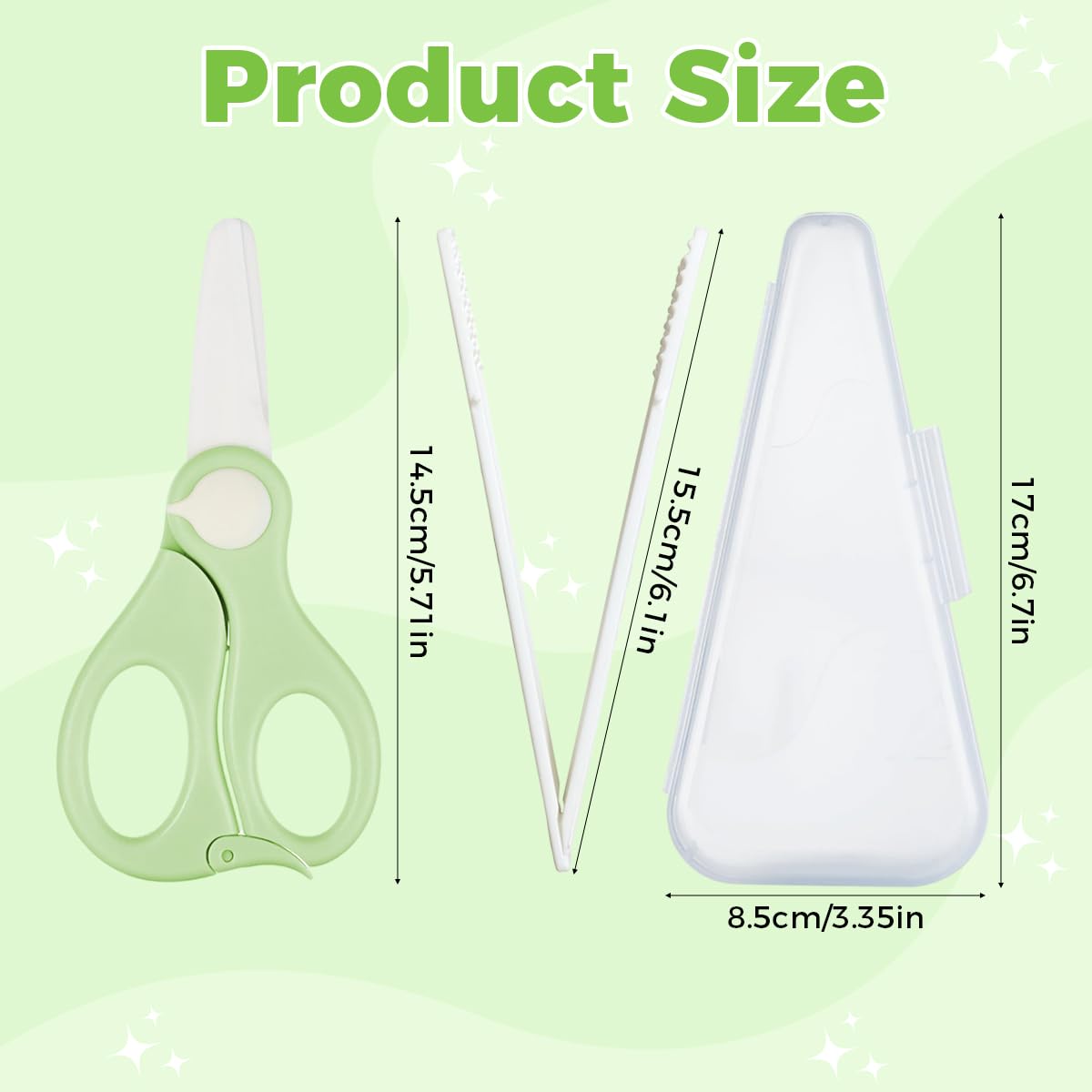 SNOWIE SOFT Baby Food Scissors for Safe Feeding with Safety Lock and Ceramic Blades | Includes Anti Slip Tongs and Storage Case