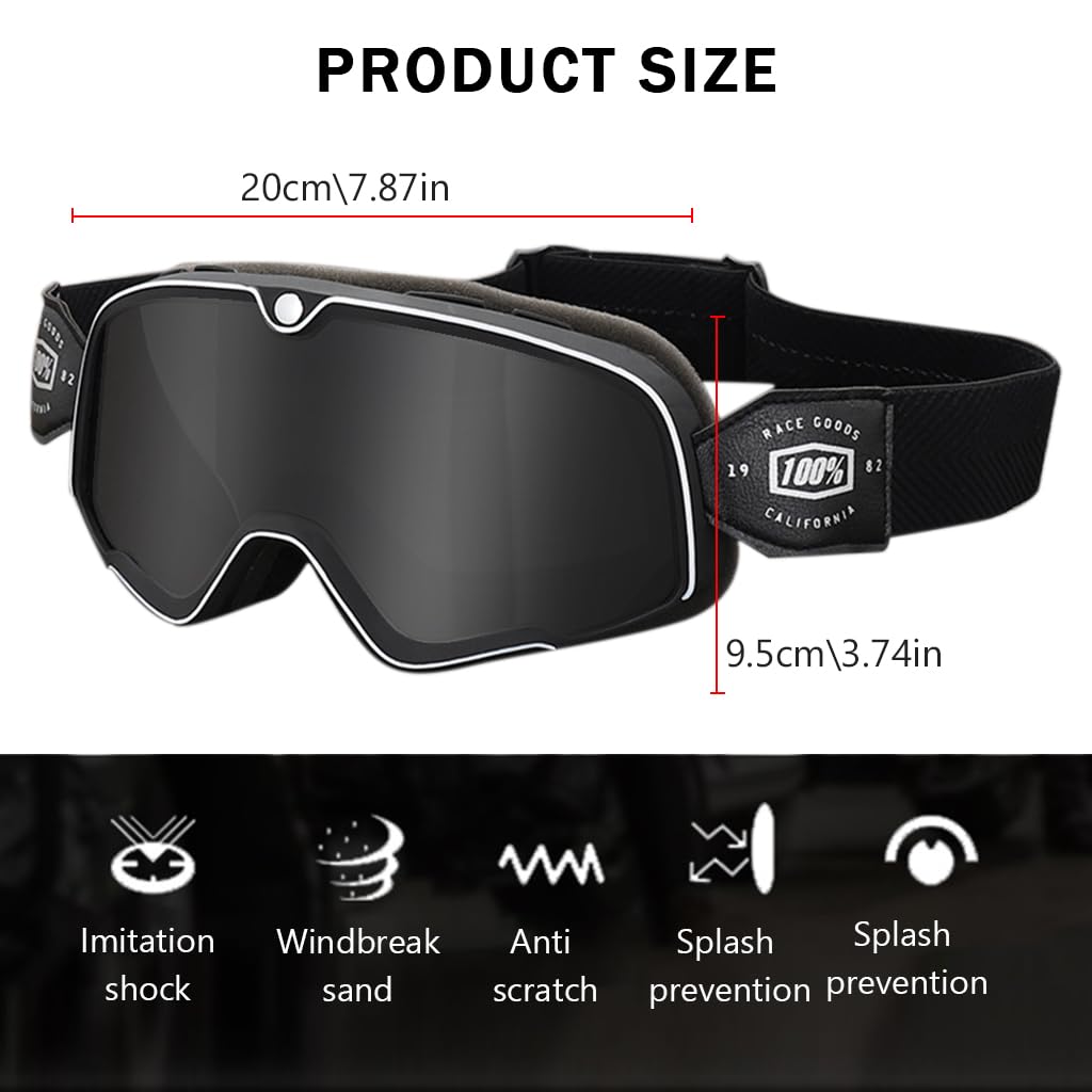 Proberos Motorcycle Goggles for Riding and Racing with UV400 Protection and Adjustable Headband