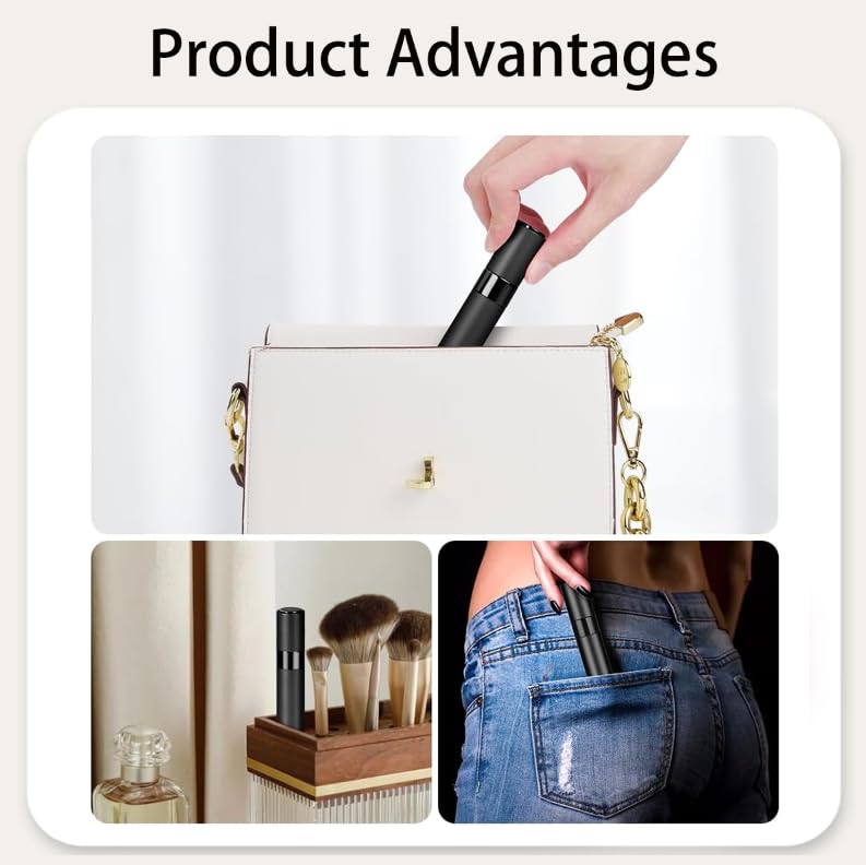 Zibuyu 8ml Empty Mini Perfume Refill Bottle for Travel with Twist Spray Design and Glass & Aluminum Body