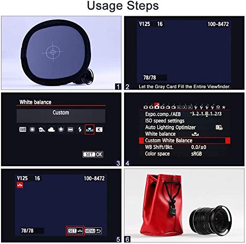 HASTHIP Gray White Balance Card for Photography with 30x30cm Double Sided 18% Grey Board | Portable Foldable Reference for Canon Nikon Sony