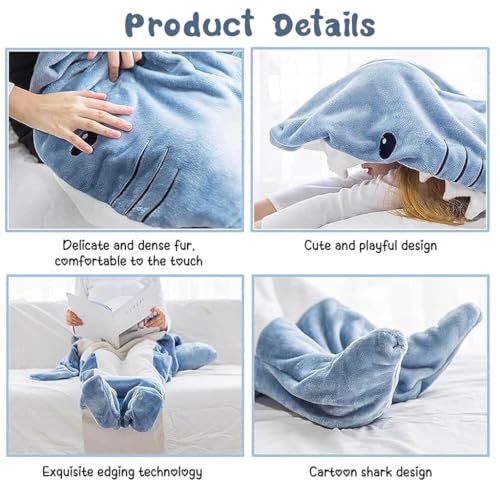 PALAY® Shark Blanket Pajamas for Women Men Adult Warm Fleece Soft Plush Wearable Hoodie Onesie Sleeping Bag Party Halloween Costumes L Suit for 155-168cm Height 40-57 kg 3 PCS