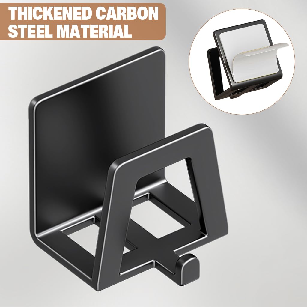 HASTHIP Wall Hooks for Kitchen and Bathroom Storage featuring L Shaped Rack Design | 3Pcs Carbon Steel Self Adhesive Organizer