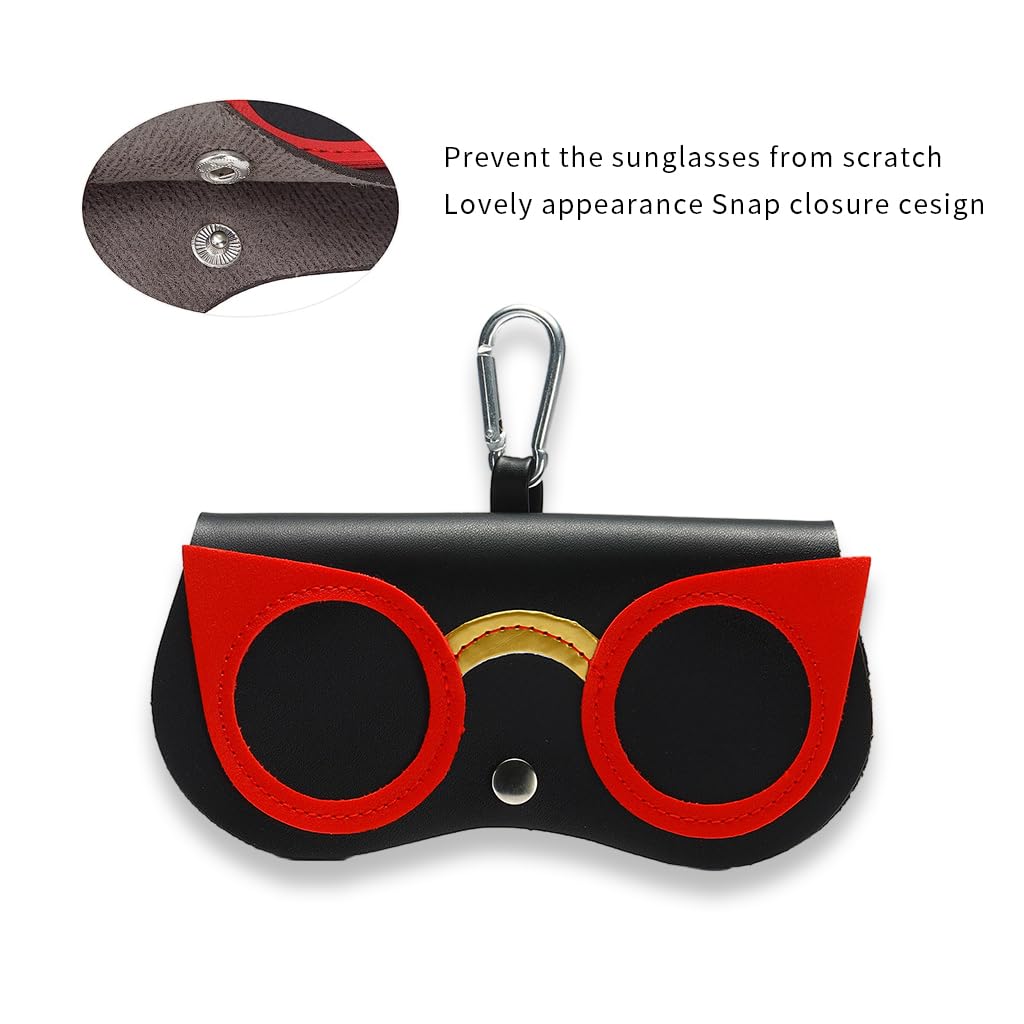 PALAY Sunglasses Case for Travel with Snap Button Closure and PU Leather Protection | Black