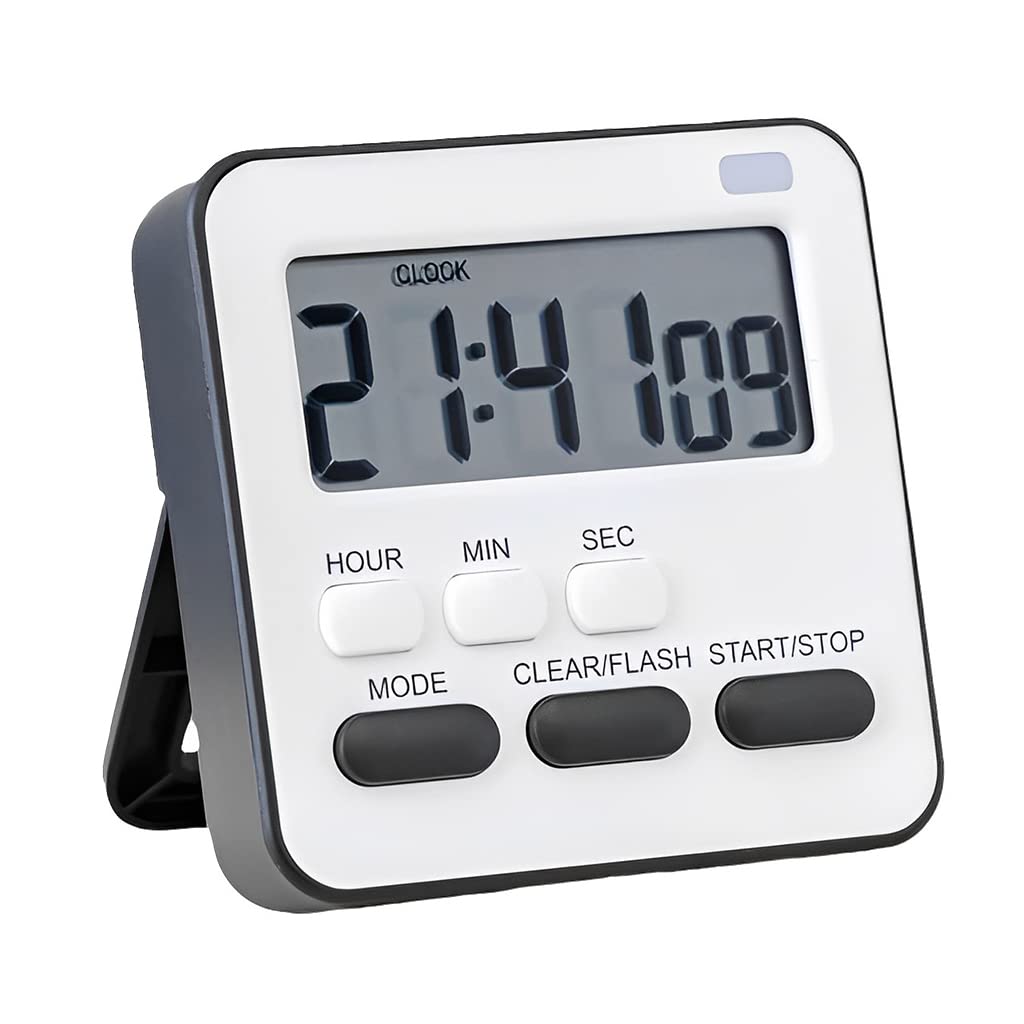 HASTHIP LCD Digital Timer Magnetic Alarm Clock with Flash Reminder Countdown Light Timer Time Reminder Baking Timer with Bracket Design Battery Powered Timer for Kitchen, Study (Without Battery)