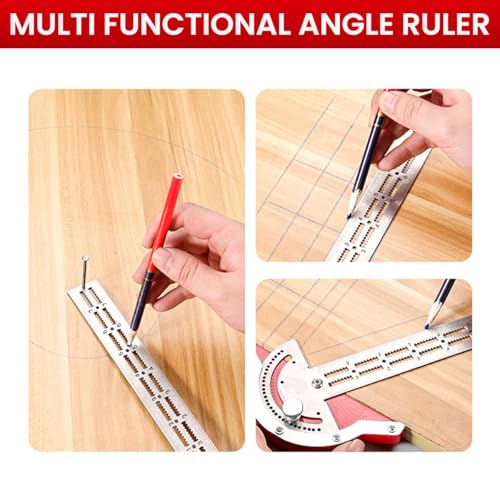Serplex® 10 Inch Multi-Angle Measuring Ruler for Woodwork Stainless Steel Laser Etched Protractor Scribing Angle Finder Marking Ideal DIY Crafts Craft 2PCS