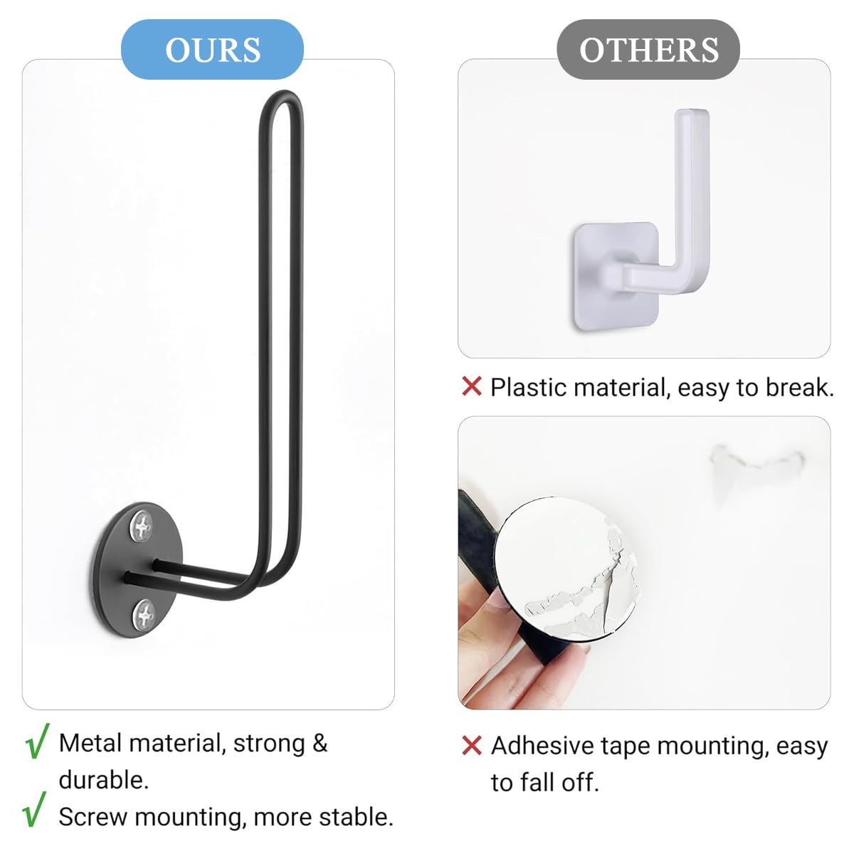 HASTHIP Wall Hat Organizer for Closet and Door featuring Screw-Mounted L Shape Metal Design | Holds 10 Caps, Black