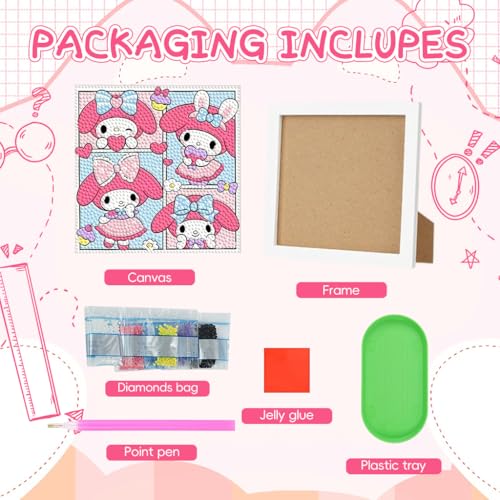PATPAT® DIY Diamond Painting Kit for Kids 7 Inches Cute Melody Art with Wooden Frame Desk Decoration Craft Gift 2PCS