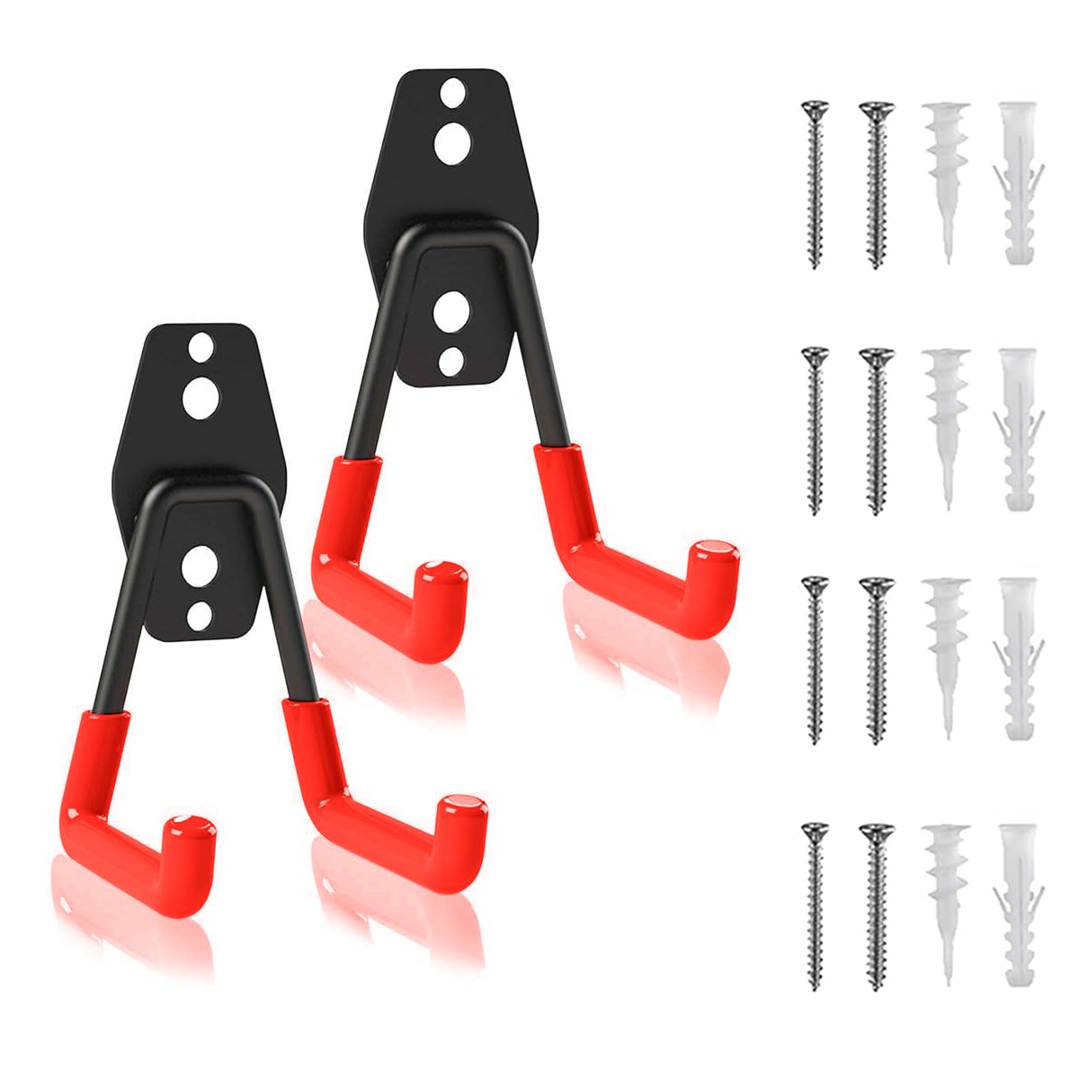 HASTHIP Wall Hooks for Garage Storage with Rubberized Curved Grips and 30kg Load Capacity