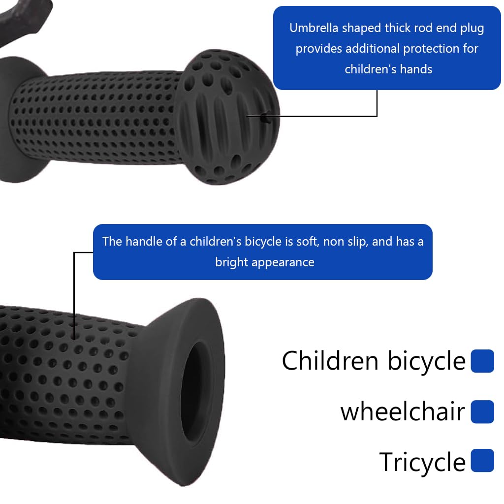 Proberos Bike Handle Grips for Kids featuring 3.9 in Porous Anti Slip Silicone | Black