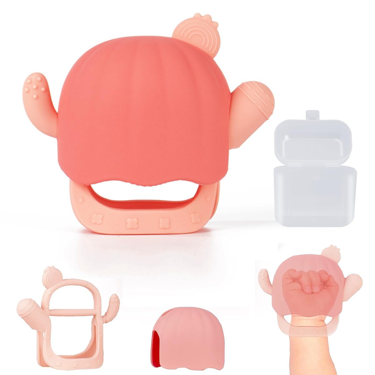 SNOWIE SOFT Penguin Shape Silicone Teether for Babies 3+ Months with Easy Grip Handle | BPA Free Pink Soothing Gum Relief