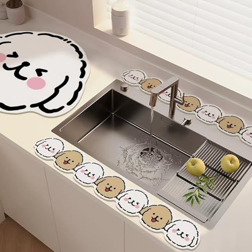 Supvox® B0FDQJVPZ2 3pcs Kitchen Sink & Faucet Water Retaining Pad Set, Diatom Mud Absorbent Drain Mat, 2 Sizes (3.9