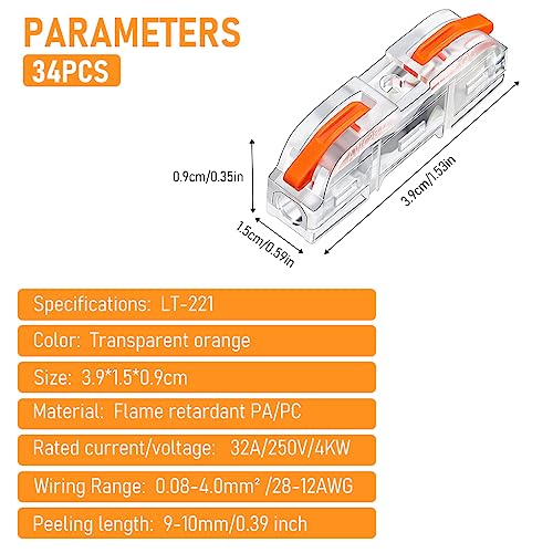 Serplex® 68PCS Wire Connector Cable Compact Single Assortment Splicing Lever Terminal for 28-12 AWG Soft and Hard Universal SPL-1