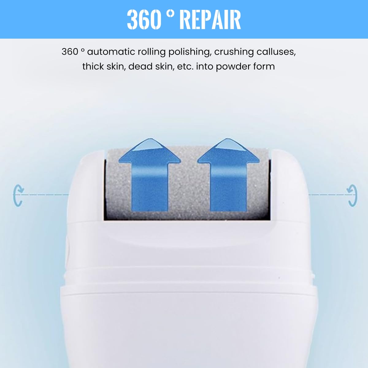 ZIBUYU Foot Scrubber for Dead Skin Removal with 3 Rollers and Rechargeable Pedicure Machine | Home Spa Care