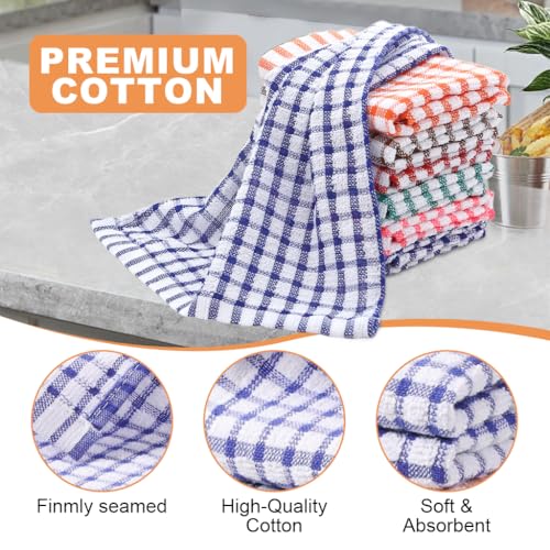 HASTHIP® 6Pcs Multi-Color Checkered Kitchen Towels 28x40cm Durable Dish Towels Multifunctional Dish Cloth Rags, Durable & Reusable