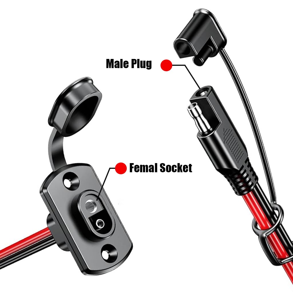 STHIRA® SAE Quick Connector Harness SAE to SAE Solar Wire Extension Wire SAE Male Plug to SAE Female Socket Waterproof SAE Extension Cord for Solar Panel