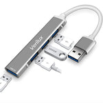 ZORBES® Grey USB Hub 3.0 for PC,4 Port High Speed USB Hub with Aluminium Shell,Compatible for PC,MacBook,Mac Pro,Mac Mini,iMac,Surface Pro,XPS and PC