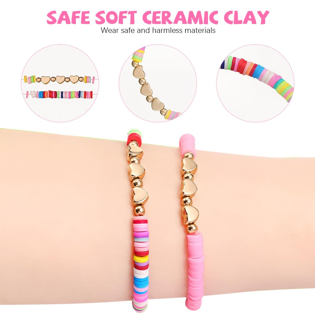 SANNIDHI Friendship Bracelets Set for Girls with Heat-Link Charms and 12 Rainbow Clay Beads | Ideal Gift for Sisters and Festivals