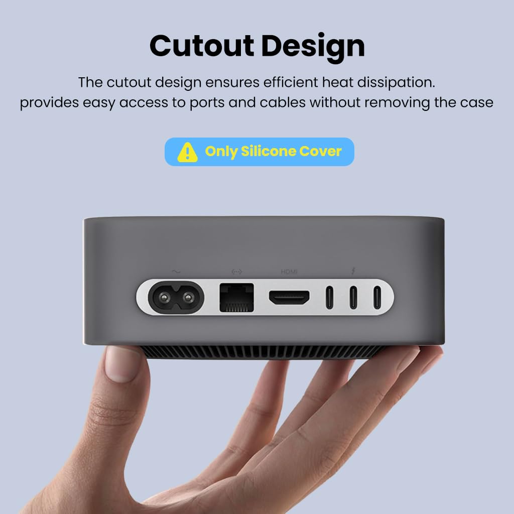 ZORBES Mac mini M4 Silicone Cover for Dustproof Protection featuring Precise Cutouts | Clear Anti Slip Skin