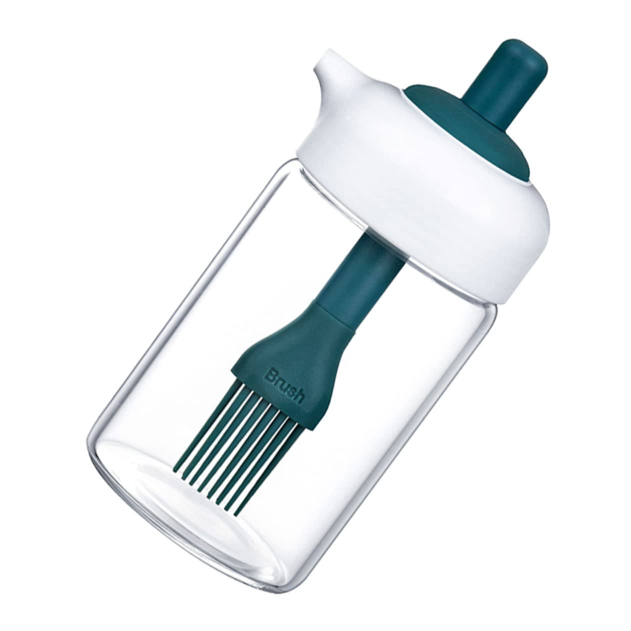 ZIBUYU Oil Dispenser for Cooking and Baking with 230 ml Glass Bottle featuring Built In Silicone Brush