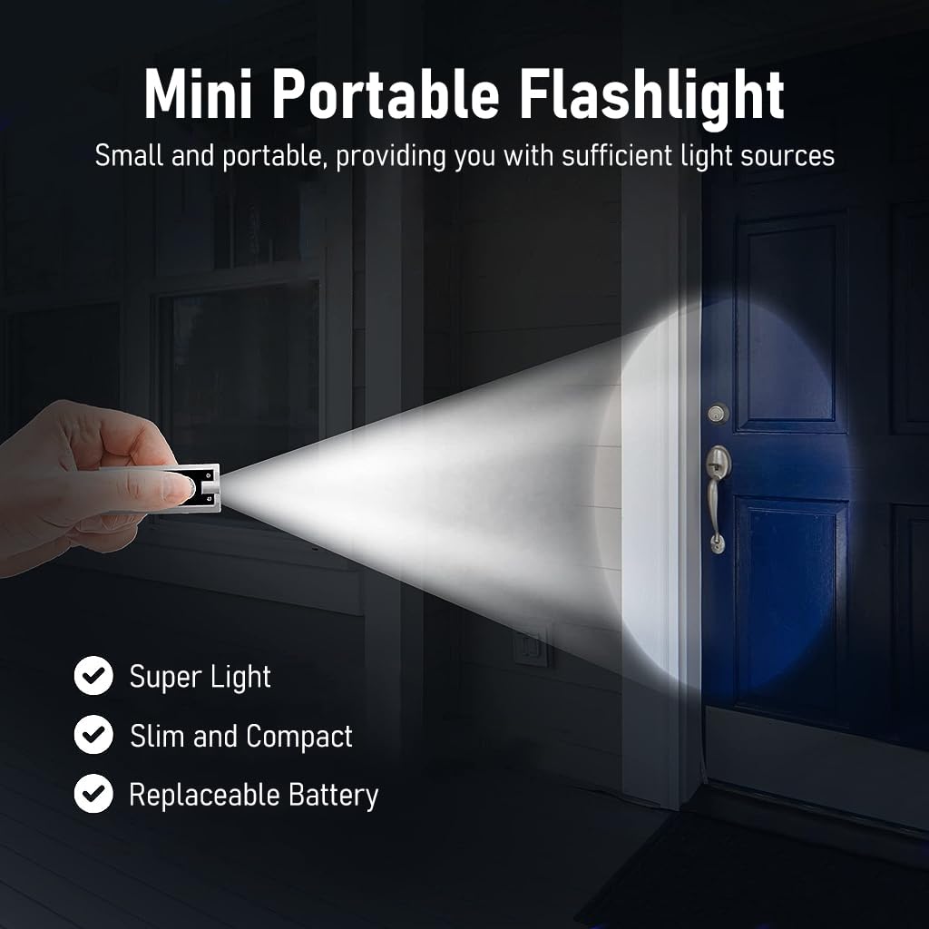 ELEPHANTBOAT Keychain LED Flashlight for Everyday and Emergency Use with 2PCS Set | Portable ABS Mini Light Featuring Built-in Button Battery
