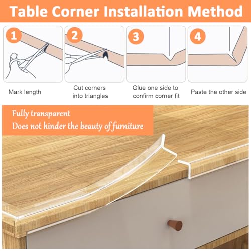 SNOWIE SOFT® 2Pcs 6.6ft Baby Proofing Strip 2mm Thickness Child-Proof Corner Protector Strip Cuttable Transparent Silicone Self-Adhesive Furniture Protector for Table Edge, Corners, Cabinet, Drawer