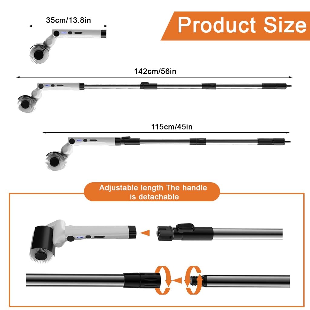 Supvox Electric Roller Scrub Brush for Home Cleaning with 4 Brush Heads and 2 in 1 Design