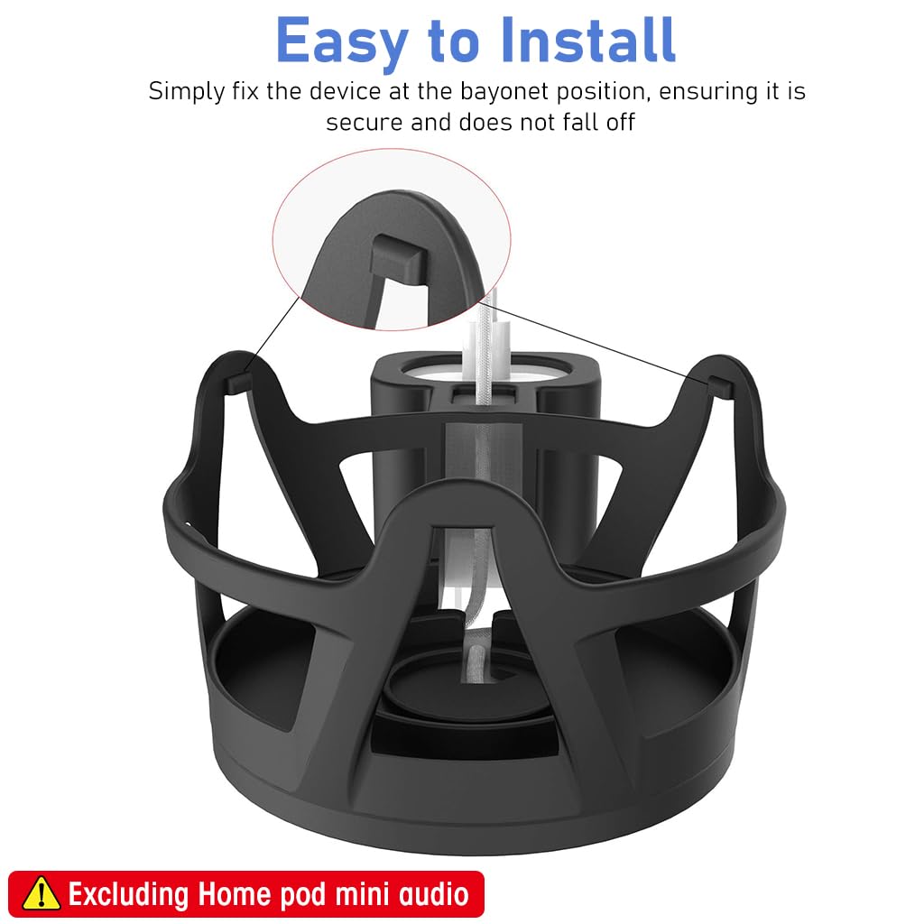 Zeitel Outlet Wall Mount Holder for Apple Homepod Mini with Cord Management and ABS Build | Space-Saving Plug Mount Stand in Black