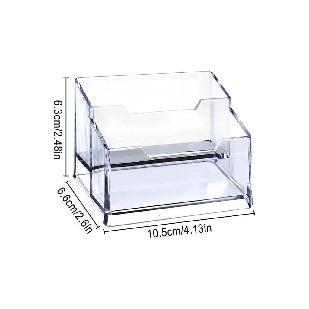 Zibuyu Clear Acrylic 2 Tier Business Card Holder for Desk with Thick Base and 200 Card Capacity