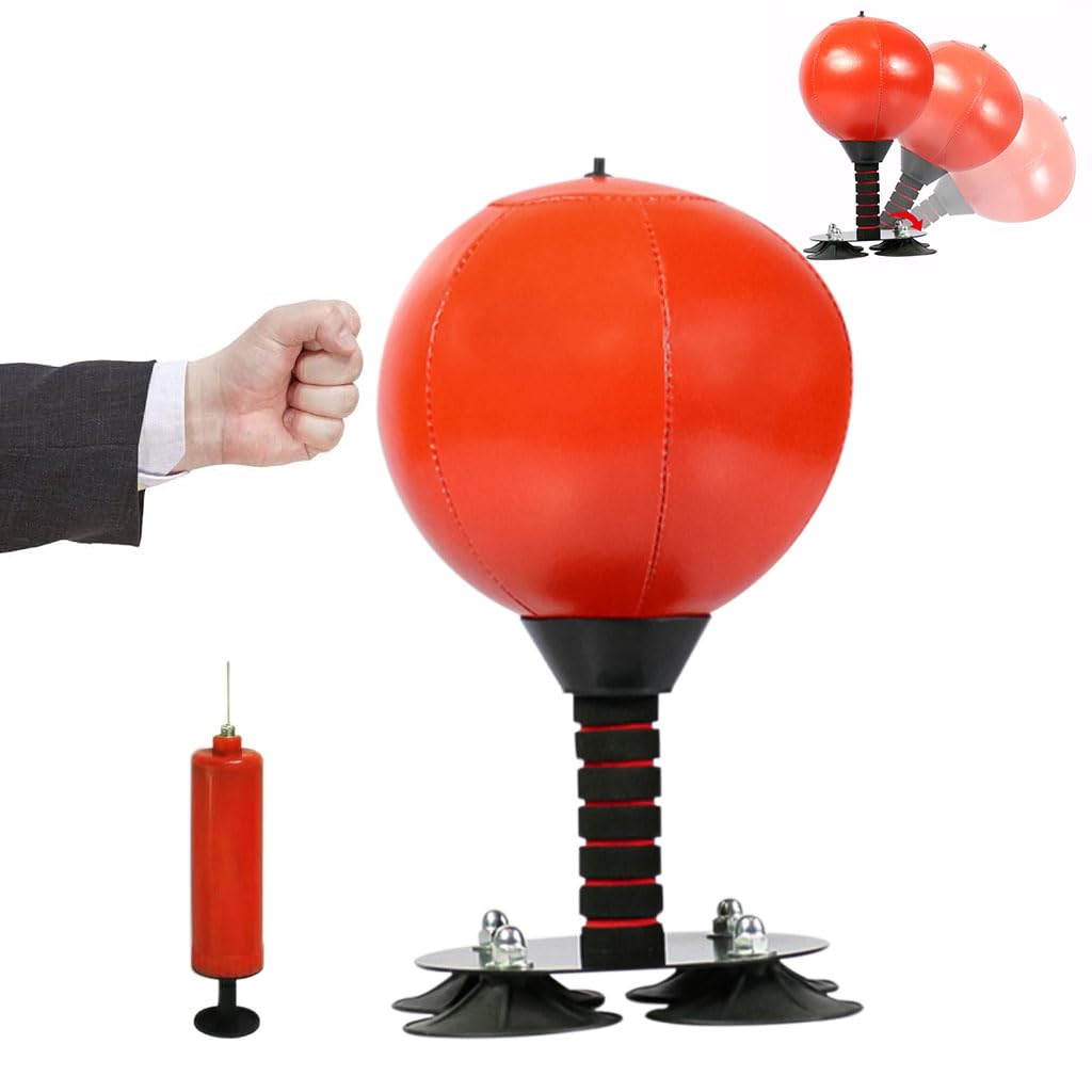 Proberos Desktop Punching Bag for Office Stress Relief with 154lbs Suction Cup Base | Alloy Spring Reflex Ball