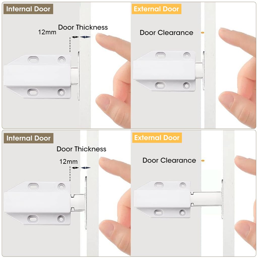 HASTHIP Latch Lock for Cabinet and Drawer with Magnetic Push Mechanism 2pcs White 7.8cm
