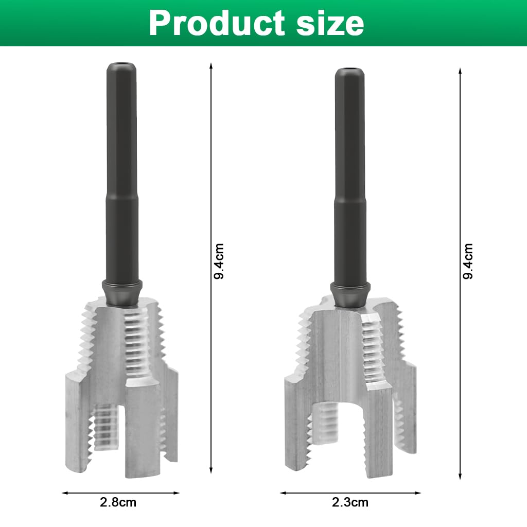 Serplex Pipe Threading Die Heads for Electric Drill Use with Hex Shanks and 1/2 & 3/4 NPT | Aluminum Alloy Threader Set