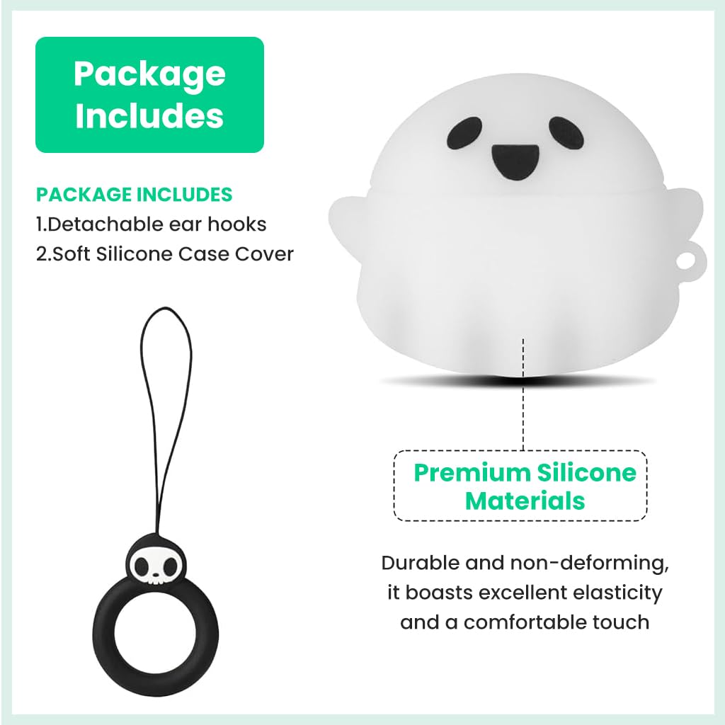 ZORBES AirPods 4 Case Cover for 2024 Model with Glow in the Dark Ghost Design | Soft Silicone
