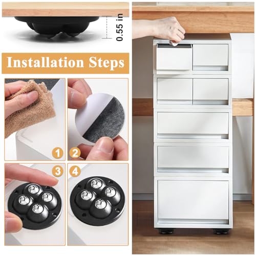 HASTHIP® 16PCS Wheels for Furniture Moving Self-Adhesive Swivel Caster 360 Swivel for Kitchen Appliances 30Kg Load Capacity Moving Coffee Maker Cooker Air Fryer