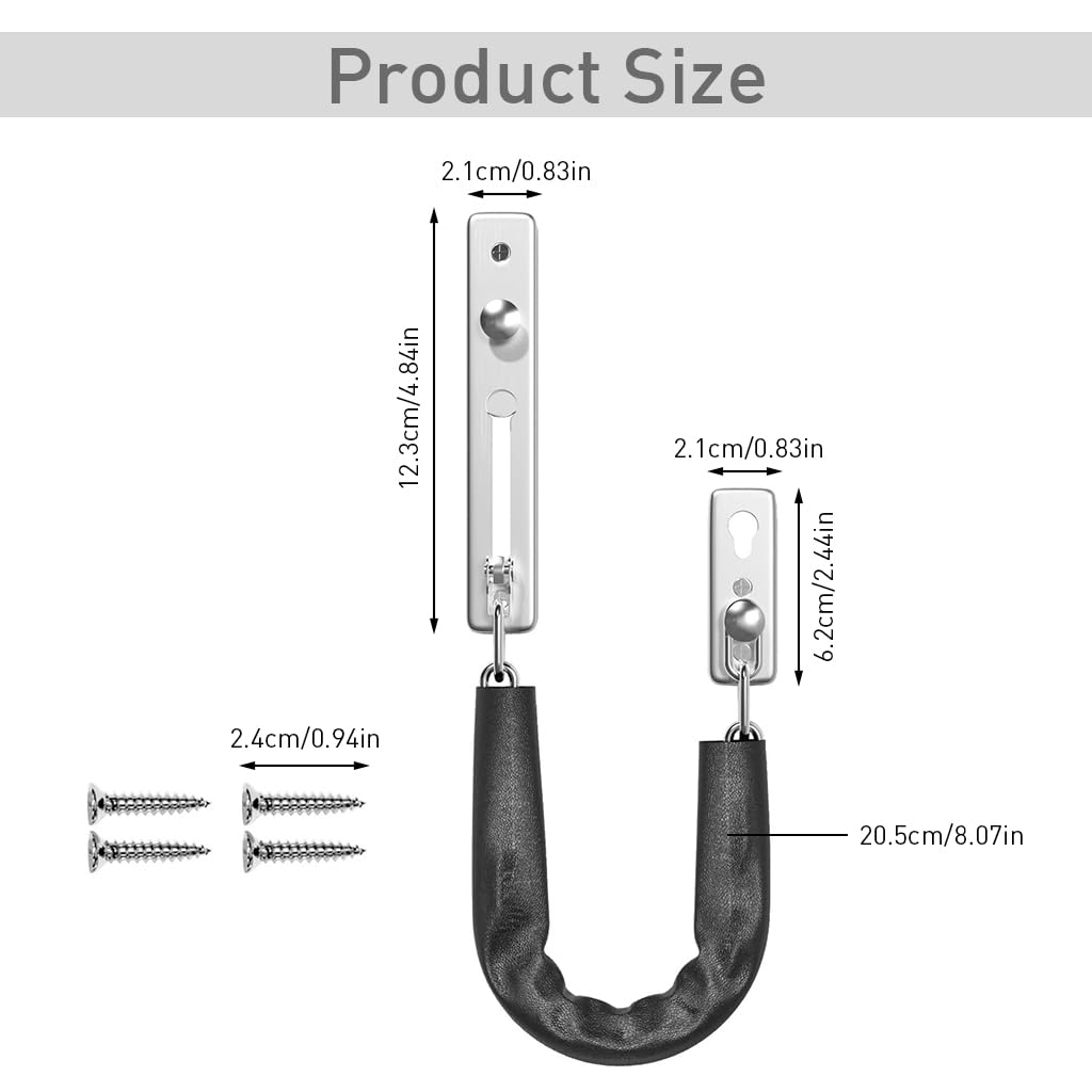 Supvox Door Chain Lock for Bedroom and Bathroom Safety featuring Spring Anti-Theft Press Lock and 5 in Stainless Steel Chain