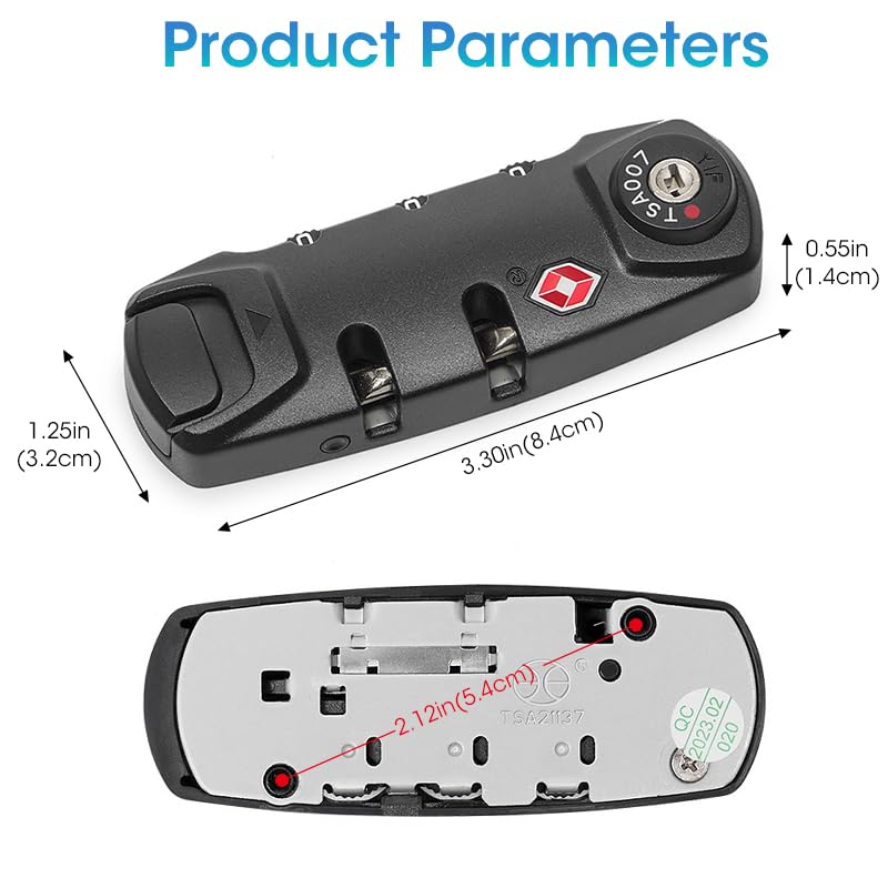 HASTHIP® TSA Locks for Luggage, Portable TSA Customs Code Lock, 3-Digit Number Combination Padlock TSA Lock Luggage, TSA007 Approved Zipper Number Lock, Suitcase Travel Bag Code Combination Locks